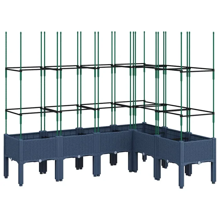 vidaXL Jardinera con enrejado PP azul gris 160x120x142,5 cm