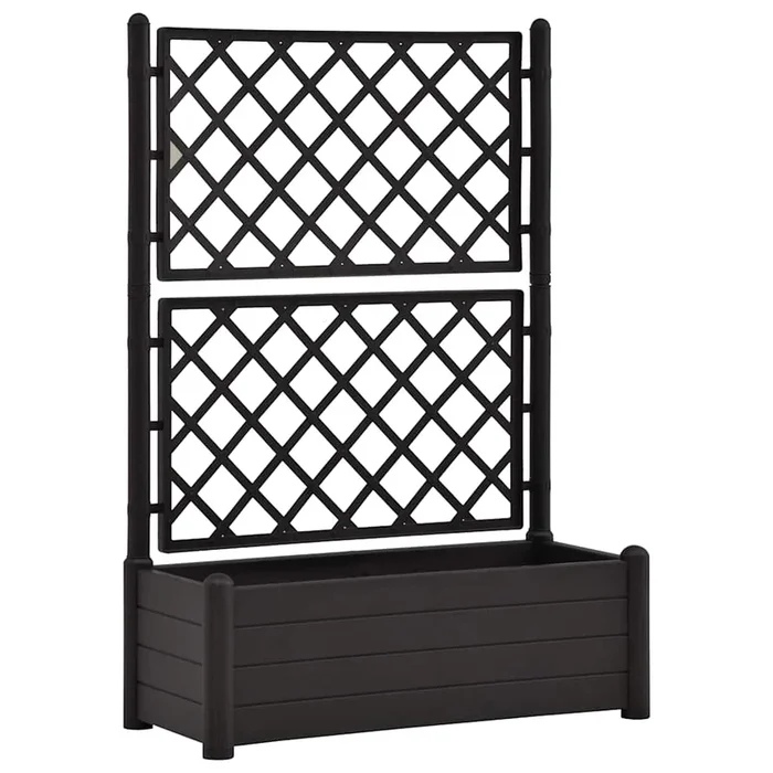 vidaXL Jardinera con enrejado PP gris antracita 100x43x142 cm