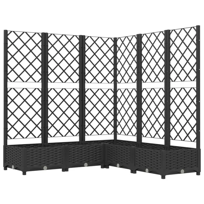 vidaXL Jardinera con enrejado PP negro 120x120x121,5 cm