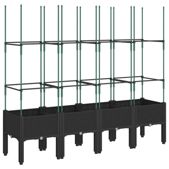 vidaXL Jardinera con enrejado PP negro 160x40x142,5 cm