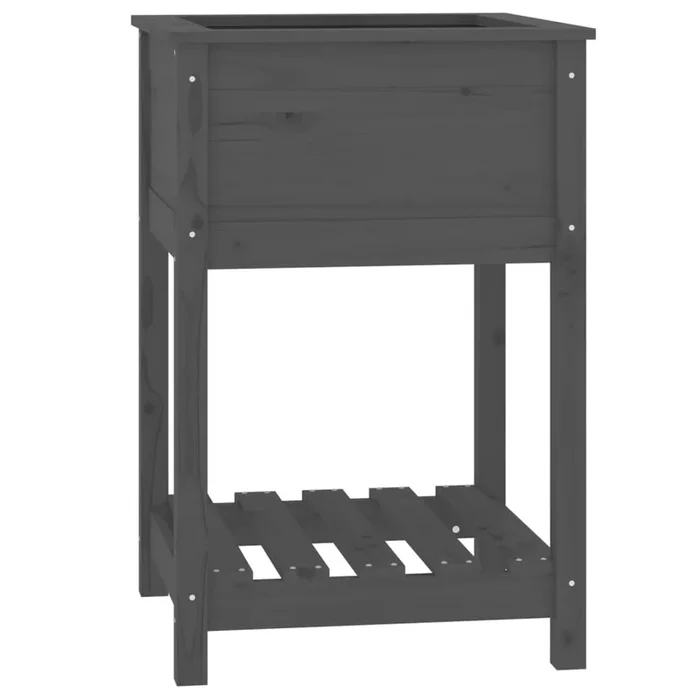 vidaXL Jardinera con estante madera maciza de pino gris 54×34,5×81 cm