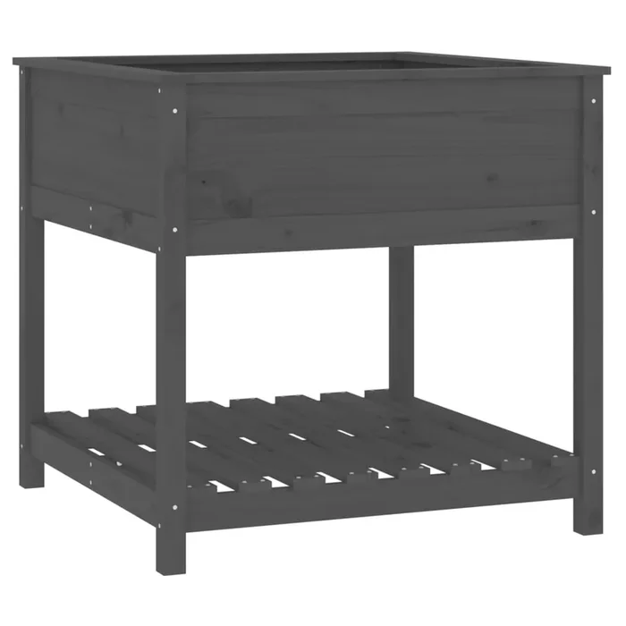 vidaXL Jardinera con estante madera maciza pino gris 82,5×82,5×81 cm