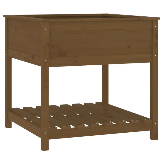 vidaXL Jardinera con estante madera maciza pino marrón 82,5×82,5×81 cm