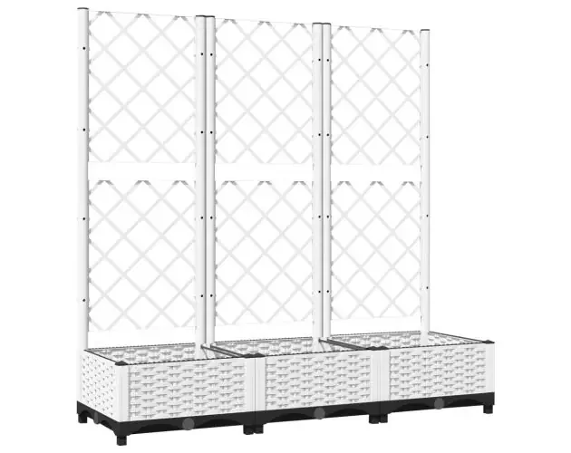 vidaXL jardinera de jardín con enrejado blanco 120x40x121,5 cm pp | Brico Depôt Originale