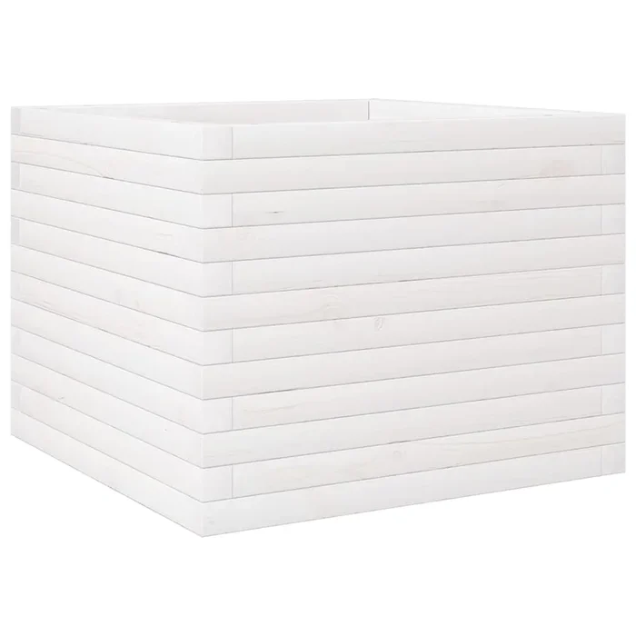 vidaXL Jardinera de madera maciza de pino blanca 60x60x46 cm