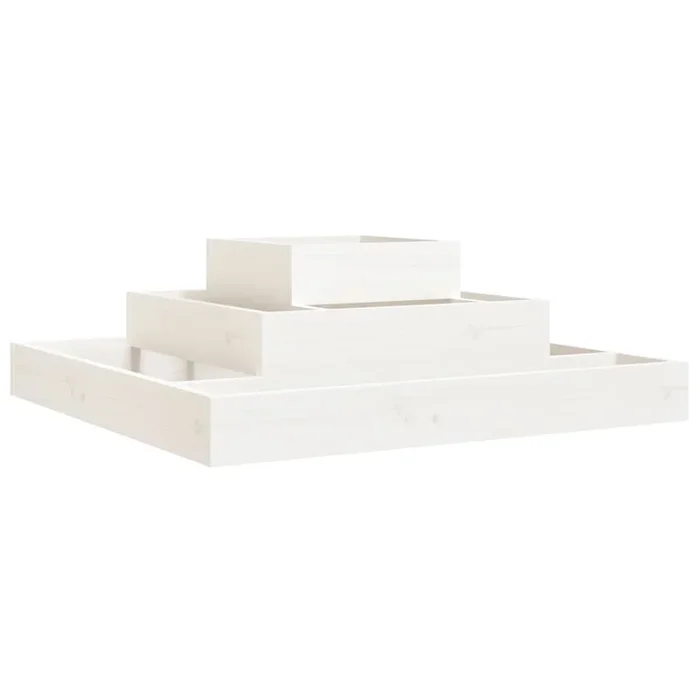 vidaXL Jardinera de madera maciza de pino blanco 80x80x27 cm (2)