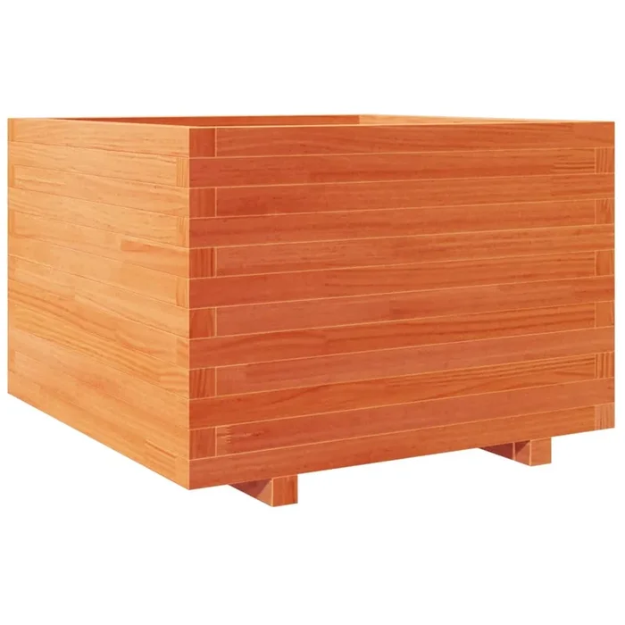 vidaXL Jardinera madera maciza de pino marrón cera 70x70x49,5 cm (2)