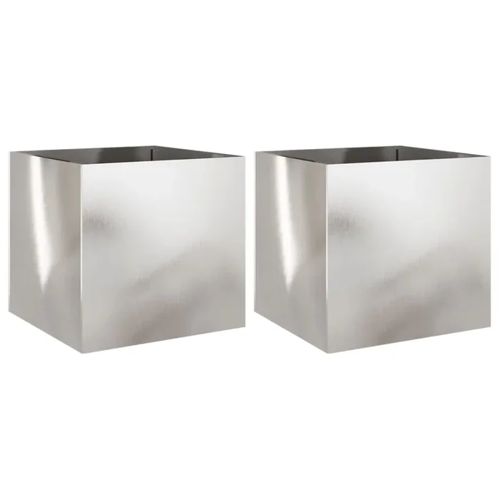 vidaXL Jardineras 2 unidades acero inoxidable plateado 49x47x46 cm