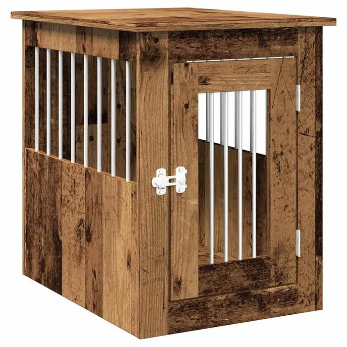 vidaXL Jaula para perros madera de ingeniería madera vieja 45x62x59 cm
