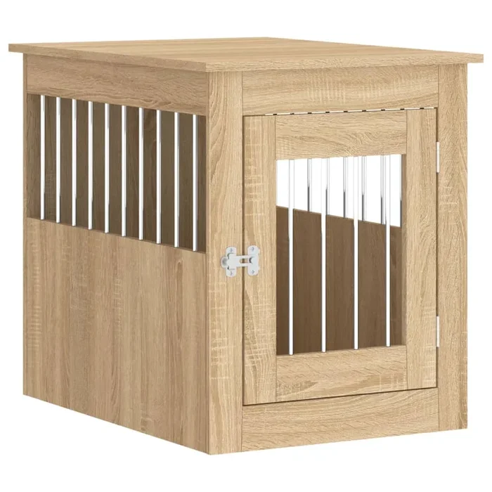 vidaXL Jaula para perros madera de ingeniería roble Sonoma 55x75x65 cm