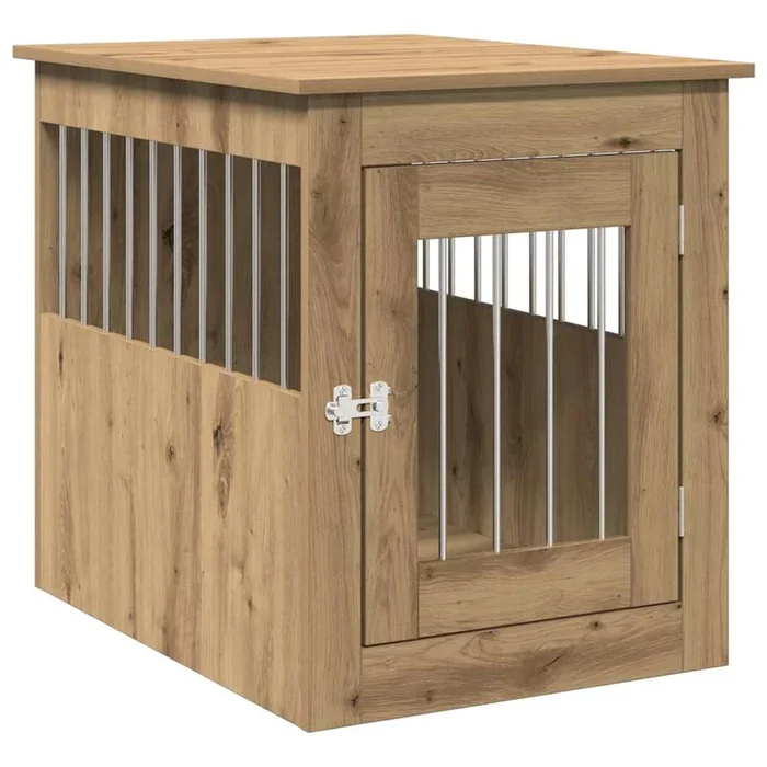 vidaXL Jaula para perros madera ingeniería roble artesanal 55x75x65 cm