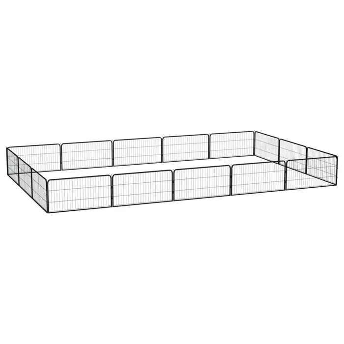 vidaXL Jaula perros 16 paneles acero recubierto polvo negro 100×50 cm (2)