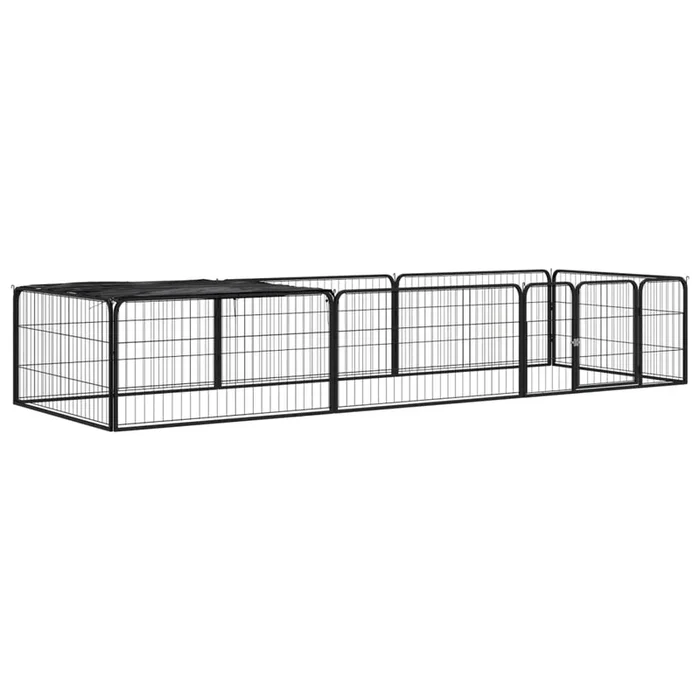 vidaXL Jaula perros 8 paneles acero recubierto polvo negro 100×50 cm