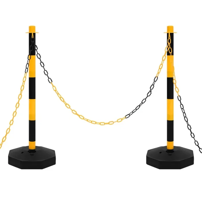 vidaXL Juego de barrera con postes y cadena plástico 10 m (5)