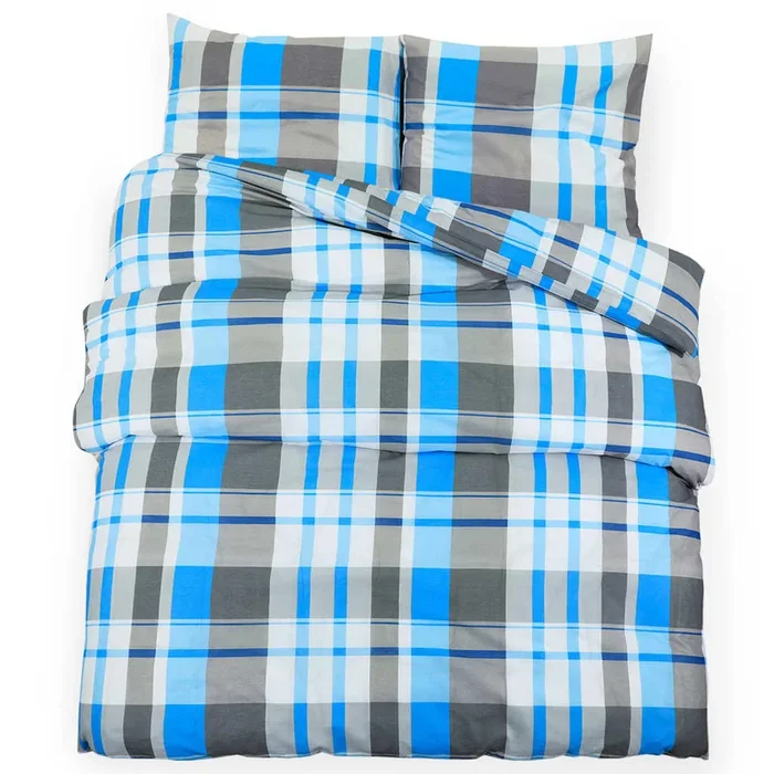 vidaXL Juego de funda nórdica algodón azul y gris 220×240 cm
