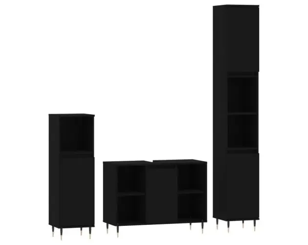 vidaXL juego de muebles de baño 3 pzas madera contrachapada negro | Brico Depôt Migliore Qualità
