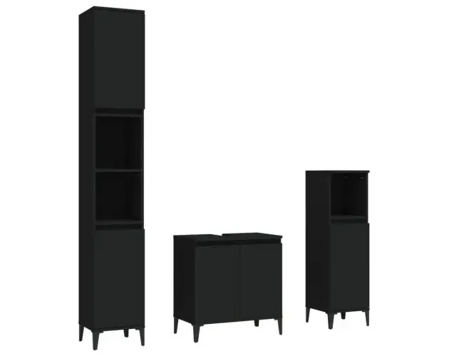 vidaXL juego de muebles de baño 3 pzas madera contrachapada negro | Brico Depôt Non Perdere