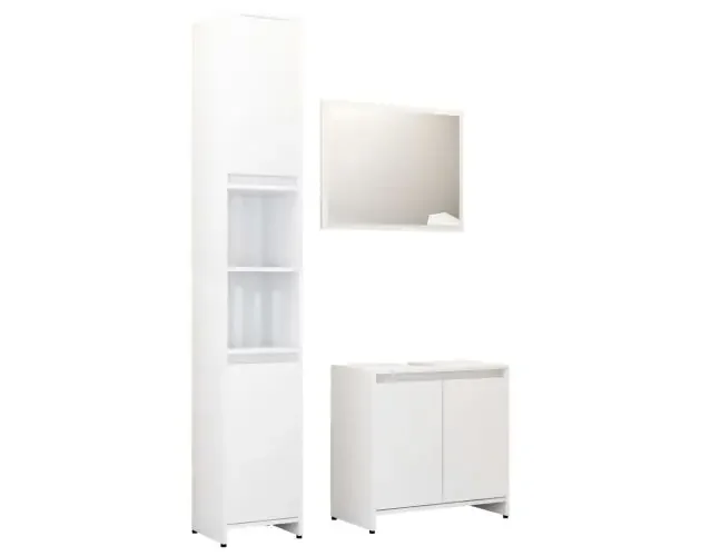 vidaXL juego de muebles de baño 3 pzas madera ingeniería blanco brillo | Brico Depôt Lusso