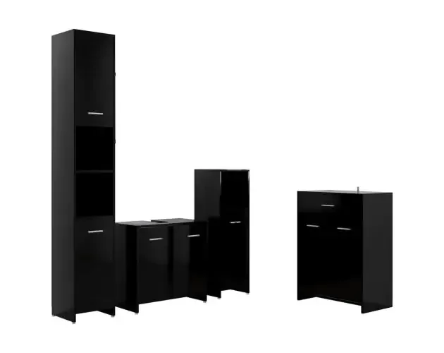 vidaXL juego de muebles de baño 4 piezas negro | Brico Depôt Offerta Del Giorno