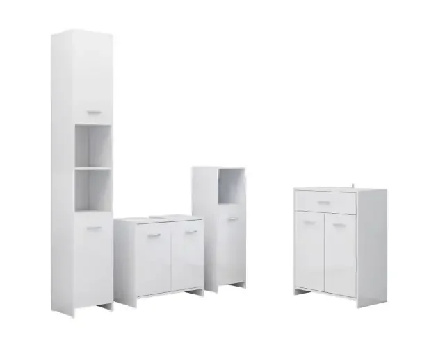 vidaXL juego de muebles de baño de 4 piezas blanco brillante | Brico Depôt Offerta Del Giorno