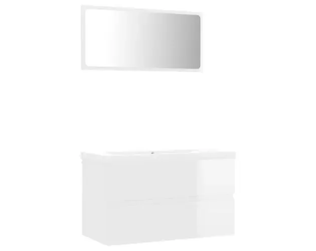 vidaXL juego de muebles de baño madera de ingeniería blanco brillo | Brico Depôt Affare