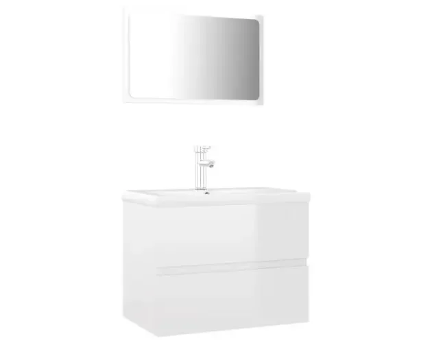 vidaXL juego de muebles de baño madera de ingeniería blanco brillo | Brico Depôt Promozione Esclusiva