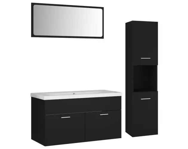 vidaXL juego de muebles de baño madera de ingeniería negro | Brico Depôt Prezzo Di Fabbrica