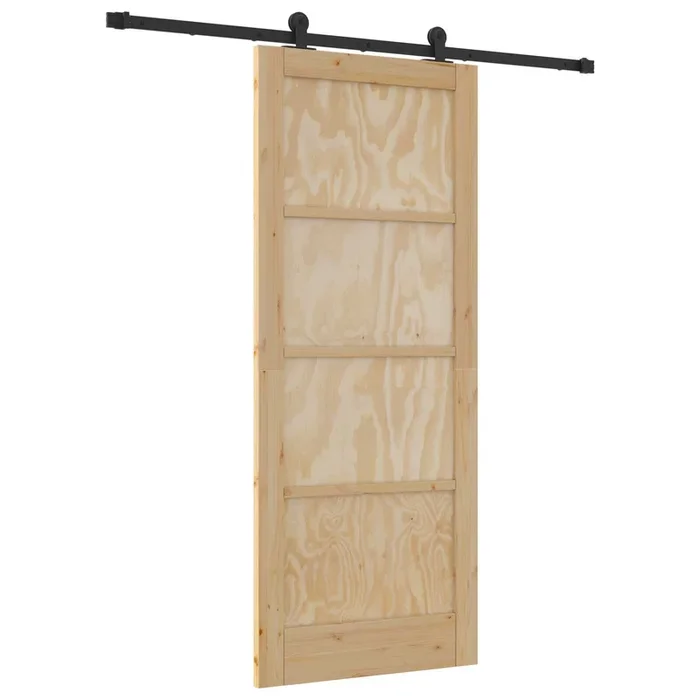 vidaXL Juego de Puertas Correderas Manual Natural y negro 83 x 202 cm