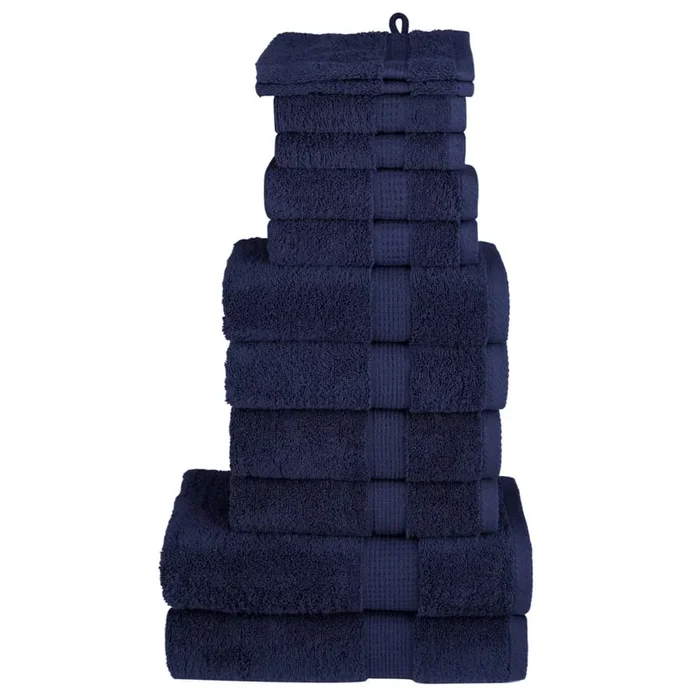 vidaXL Juego de toallas premium SOLUND 12 unidades azul marino 600 gsm