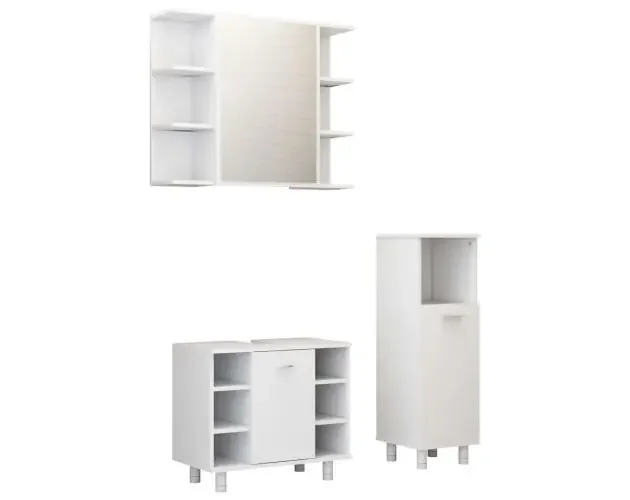 vidaXL juego muebles de baño 3 pzas madera de ingeniería blanco brillo | Brico Depôt Prezzo Scontato