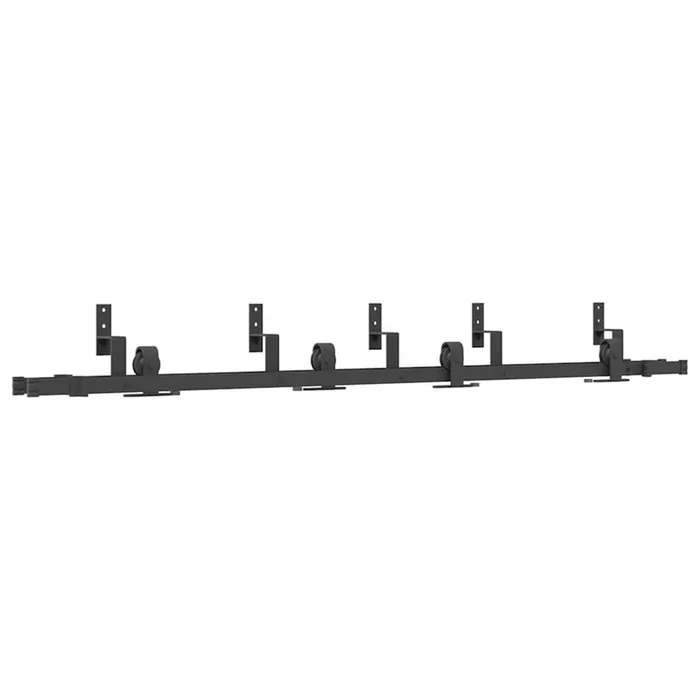 vidaXL Kit de herrajes para puertas correderas acero negro 213,5 cm (5)