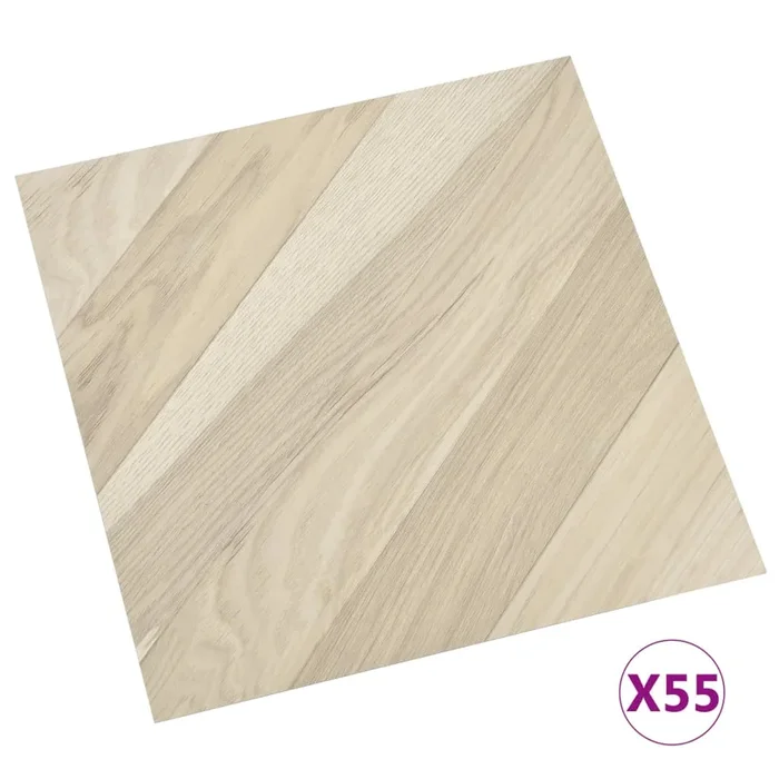 vidaXL Lamas para suelo autoadhesivas 55 uds PVC beige a rayas 5,11 m²
