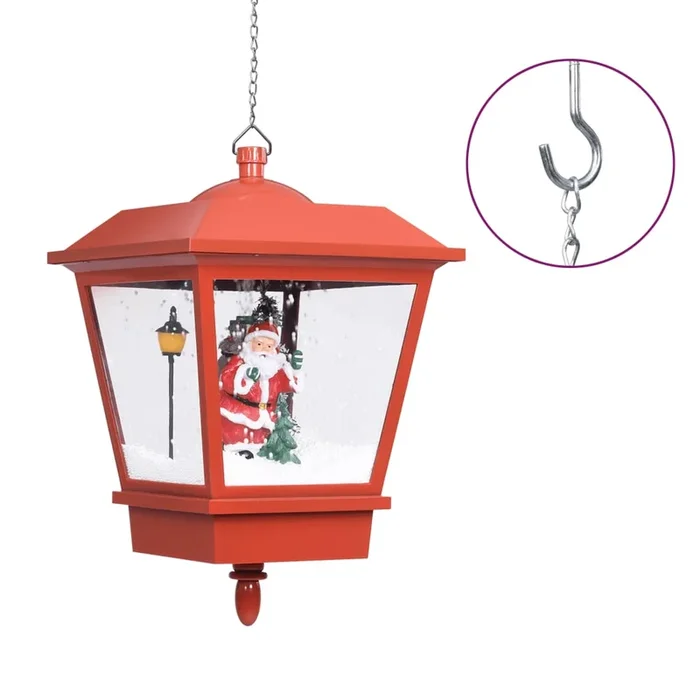 vidaXL Lámpara colgante de Navidad con LED y Santa Rojo 27x27x45 cm