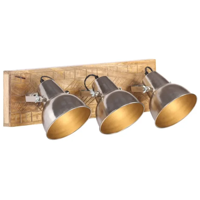 vidaXL Lámpara de pared industrial madera mango plateado E27 70×23 cm
