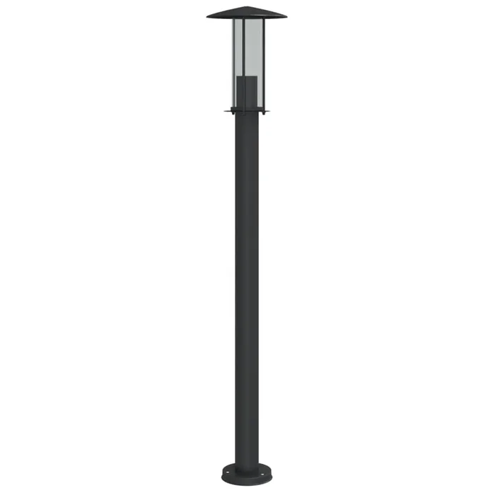 vidaXL Lámpara de suelo de exterior acero inoxidable negro 100 cm (2)
