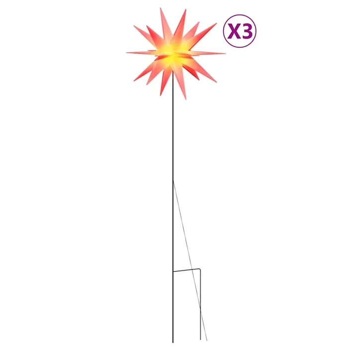 vidaXL Lámparas de Navidad LED plegables 3 unidades rojo 35 cm