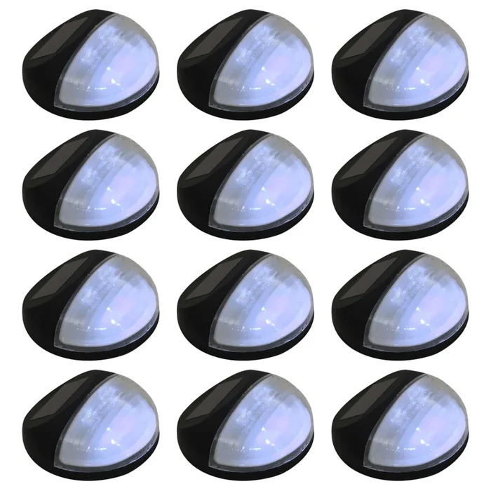 vidaXL Lámparas solares LED de pared exterior 12 uds redondas negro