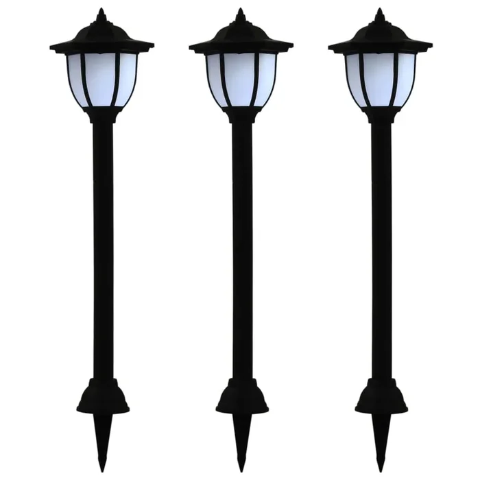 vidaXL Lámparas solares LED exterior 3 uds negro