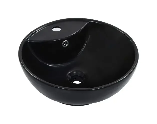 vidaXL lavabo con rebosadero 46,5×18 cm cerámica negro | Brico Depôt Originale