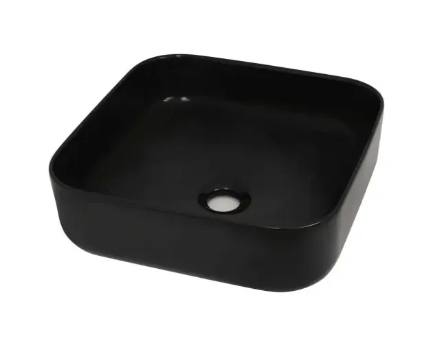vidaXL lavabo cuadrado de cerámica negro 38x38x13,5 cm | Brico Depôt Artigianale