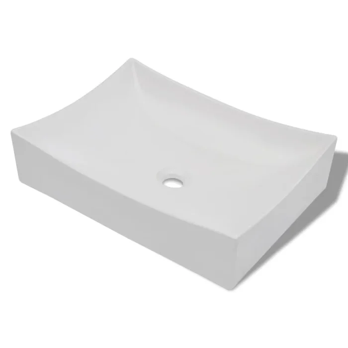 vidaXL Lavabo de cerámica porcelana Art blanco con brillo