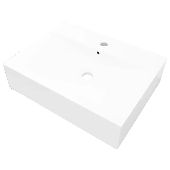 vidaXL Lavabo de cerámica rectangular con orificio de grifo 60×46 cm