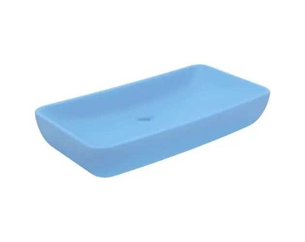 vidaXL lavabo de lujo de cerámica rectangular azul claro mate 71×38 cm | Brico Depôt Spedizione Mondiale