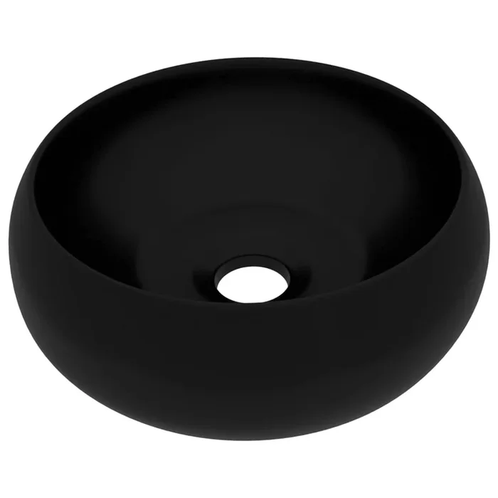 vidaXL Lavabo de lujo redondo cerámica negro mate 40×15 cm