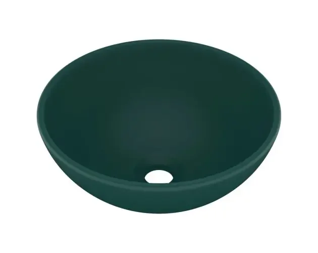 vidaXL lavabo de lujo redondo cerámica verde oscuro mate 32,5×14 cm | Brico Depôt Compra Adesso