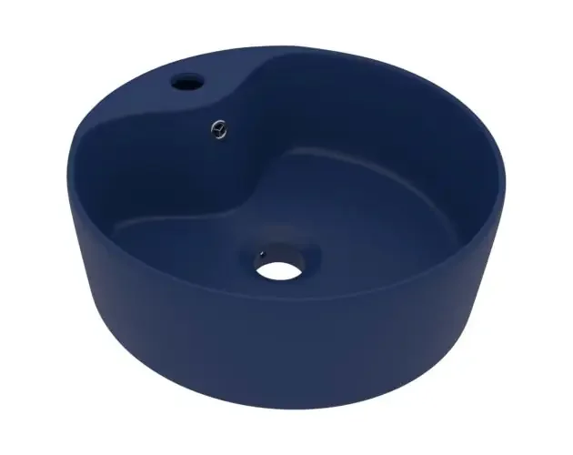 vidaXL lavabo lujo con rebosadero cerámica azul oscuro mate 36×13 cm | Brico Depôt In Voga