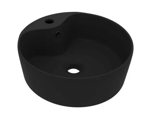 vidaXL lavabo lujoso con rebosadero cerámica negro mate 36×13 cm | Brico Depôt Premium