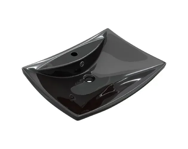 vidaXL lavabo rectangular cerámica orificio de grifo y desagüe negro | Brico Depôt Saldi