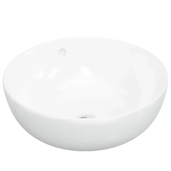 vidaXL Lavabo redondo cerámica blanco 44×17 cm