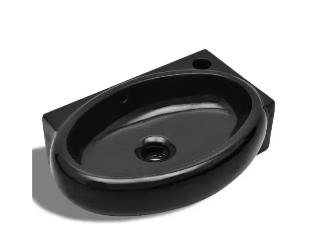 vidaXL lavabo redondo de cerámica con orificio de grifo/desagüe negro | Brico Depôt Vendita Finale